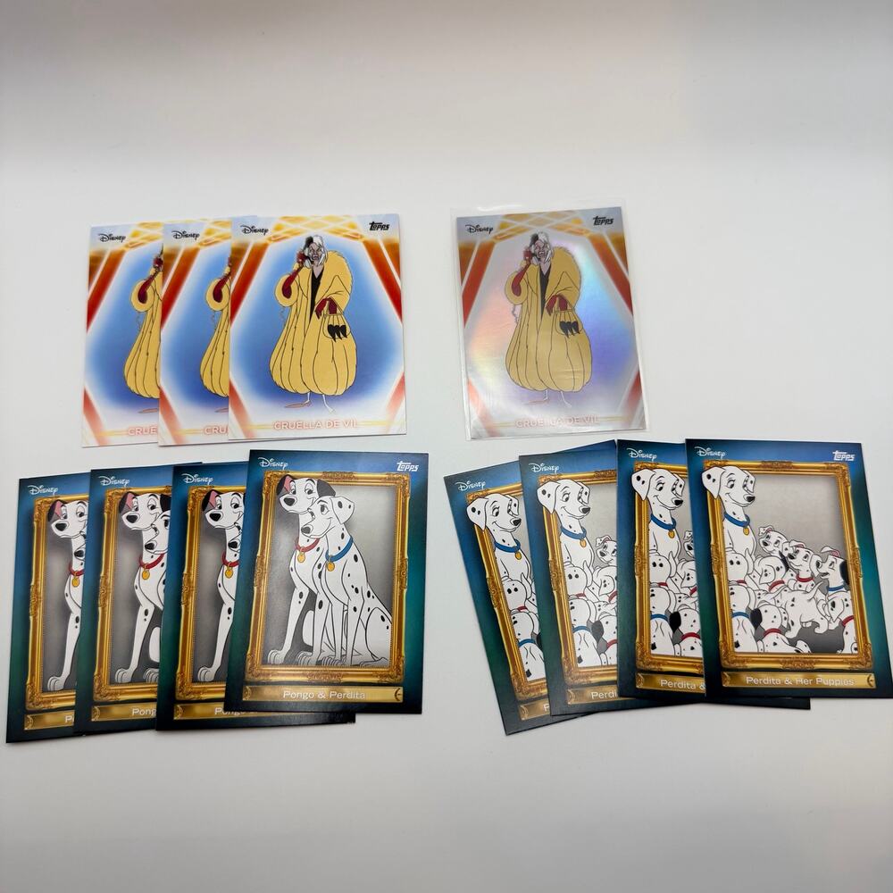 2026 Topps Disney Neon 101 Dalmatians Cruella 12 Card Lot Foil FF Inserts
